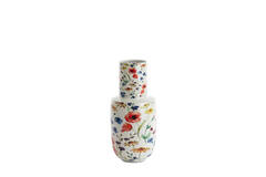 Vase deco doorsnee 20x40cm Yvoty white+flowers print